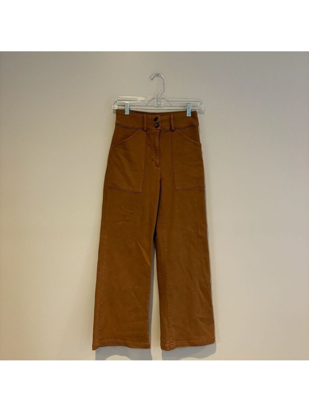 Self Contrast Women's High Rise Stretch Wide Leg Tan Pants Size 26